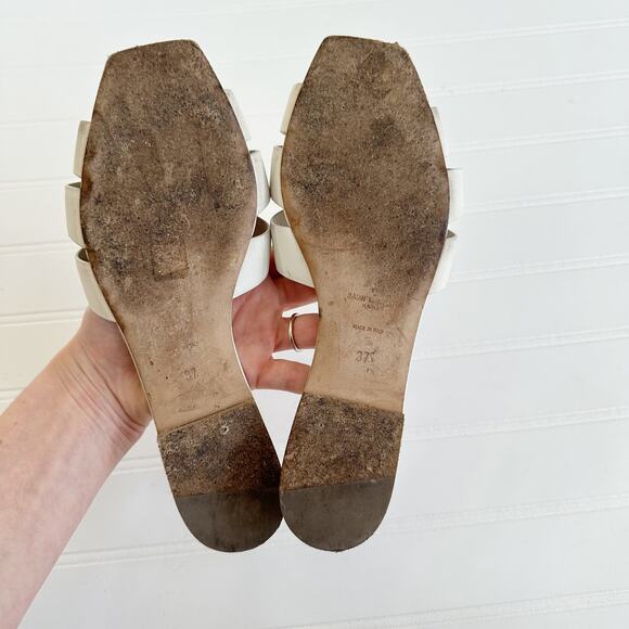 Saint Laurent Tribute White Leather Mules Slip On Heels Sandals Size 37 - Picture 6 of 8